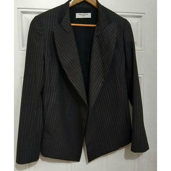 Mm lafleur womens size 0 fine Virgin Wool pinstripe gray blazer - Picture 1 of 6